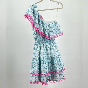 Lilly Pulitzer Blue and White Dress with Pink Label